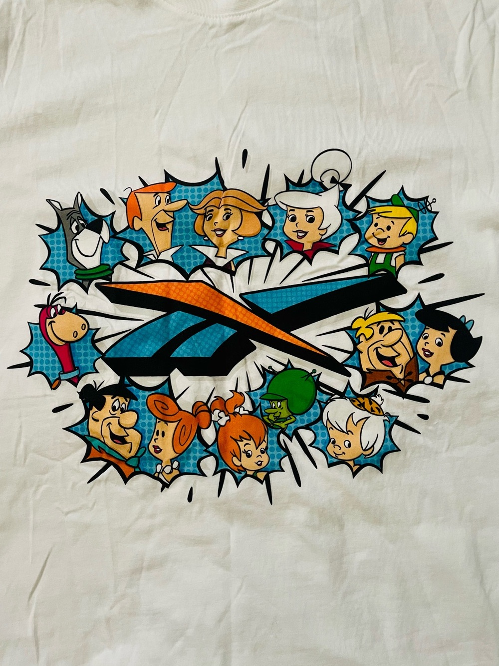 Reebok + Flintstones + Jetsons Size Medium White Cotton T-Shirt